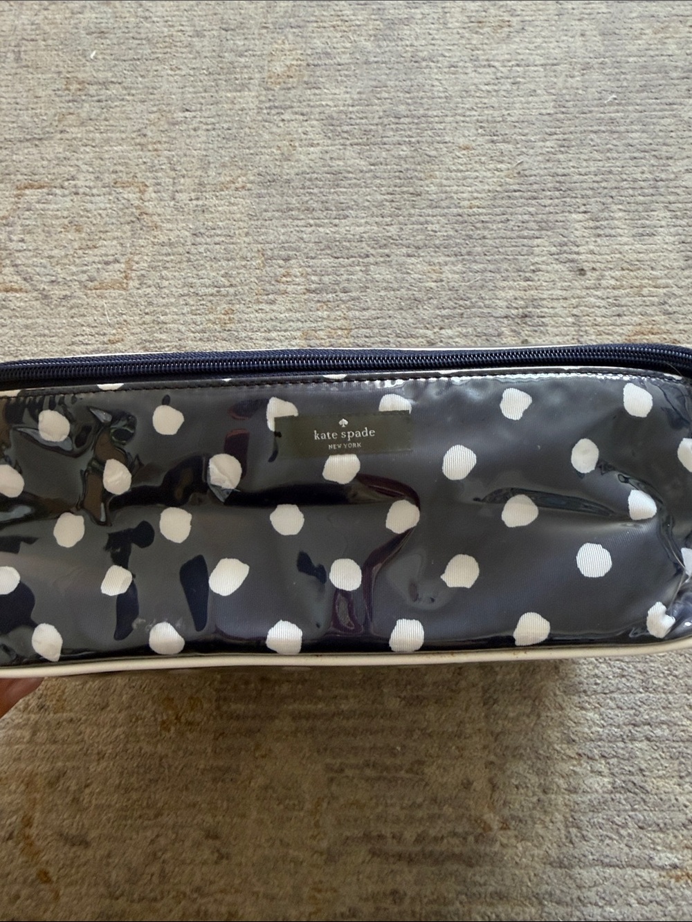 Kate Spade Polka Dot Women’s Cosmetic Pouch – Navy with Red Interior